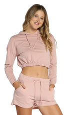 Women's Cropped Rouched Hoodie
