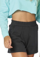 Women Elastic Waist Shorts with Pockets